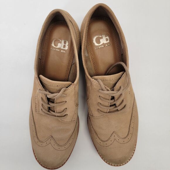 Giani Bini Womens Tan Low Heel Wingtip Lace-up Oxford Retro Brogues Shoes 8 - Picture 5 of 10
